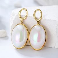 1 Pair Simple Style Oval Plating Inlay 304 Stainless Steel Artificial Pearls 14K Gold Plated Drop Earrings main image 5