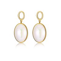 1 Pair Simple Style Oval Plating Inlay 304 Stainless Steel Artificial Pearls 14K Gold Plated Drop Earrings main image 6