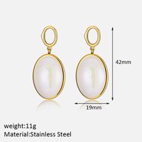 1 Pair Simple Style Oval Plating Inlay 304 Stainless Steel Artificial Pearls 14K Gold Plated Drop Earrings main image 2