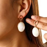 1 Pair Simple Style Oval Plating Inlay 304 Stainless Steel Artificial Pearls 14K Gold Plated Drop Earrings main image 1