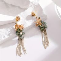 1 Pair Glam Shiny Water Droplets Tassel Flower Plating Inlay Copper Artificial Crystal Artificial Pearls Drop Earrings main image 5