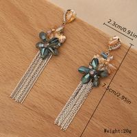 1 Pair Glam Shiny Water Droplets Tassel Flower Plating Inlay Copper Artificial Crystal Artificial Pearls Drop Earrings sku image 1