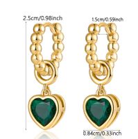1 Pair Elegant Heart Shape Plating Inlay Sterling Silver Malachite Zircon 18k Gold Plated Drop Earrings main image 2