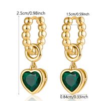 1 Paire Élégant Forme De Cœur Placage Incruster Argent Sterling Malachite Zircon Plaqué Or 18k Boucles D'oreilles main image 2