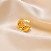 1 Piece IG Style Simple Style Lattice Plating Inlay Brass Zircon Ear Cuffs main image 5