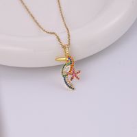 Wholesale Elegant Sweet Shiny Flower Parrot Stainless Steel Copper Plating Inlay Zircon Pendant Necklace main image 3