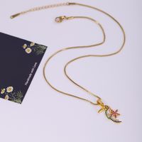 Wholesale Elegant Sweet Shiny Flower Parrot Stainless Steel Copper Plating Inlay Zircon Pendant Necklace main image 4