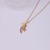 Wholesale Elegant Sweet Shiny Flower Parrot Stainless Steel Copper Plating Inlay Zircon Pendant Necklace main image 7