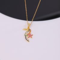Wholesale Elegant Sweet Shiny Flower Parrot Stainless Steel Copper Plating Inlay Zircon Pendant Necklace main image 6