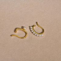 1 Pair Simple Style Geometric Plating Inlay Brass Artificial Pearls Gold Plated Ear Cuffs main image 5