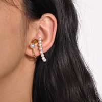 1 Pair Simple Style Geometric Plating Inlay Brass Artificial Pearls Gold Plated Ear Cuffs main image 6