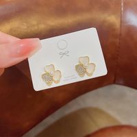 1 Pair Fashion Heart Shape Butterfly Bow Knot Inlay Imitation Pearl Alloy Rhinestones Earrings sku image 175