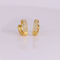 1 Pair Elegant Simple Style Heart Shape Inlay Copper Zircon 18K Gold Plated Hoop Earrings sku image 1