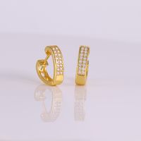 1 Paar Elegant Einfacher Stil Herzform Inlay Kupfer Zirkon 18 Karat Vergoldet Reif Ohrringe main image 4