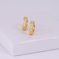 1 Pair Elegant Simple Style Heart Shape Inlay Copper Zircon 18K Gold Plated Hoop Earrings main image 6