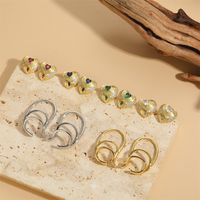 1 Pair Vintage Style Heart Shape Inlay Copper Zircon 14K Gold Plated Ear Studs main image 8