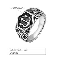 Retro Punk Geometric 304 Stainless Steel Men's Rings sku image 5