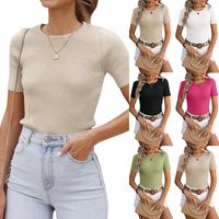 Women's T-shirt Short Sleeve T-shirts Casual Streetwear Solid Color main image 6