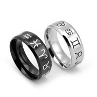 Simple Style Symbol Titanium Steel Plating Couple Rings main image 1