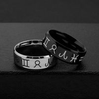 Simple Style Symbol Titanium Steel Plating Couple Rings main image 5