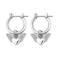 1 Pair Simple Style Heart Shape Wings Polishing Plating Titanium Steel Hoop Earrings main image 5