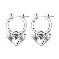 1 Pair Simple Style Heart Shape Wings Polishing Plating Titanium Steel Hoop Earrings sku image 1