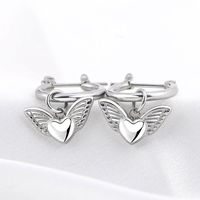 1 Pair Simple Style Heart Shape Wings Polishing Plating Titanium Steel Hoop Earrings main image 3