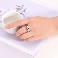 Stainless Steel Simple Style Geometric Checkered Enamel Rings main image 5