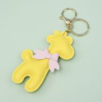 Cartoon Style Giraffe Pu Leather Women's Keychain sku image 1