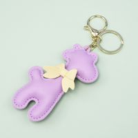 Cartoon Style Giraffe Pu Leather Women's Keychain sku image 2