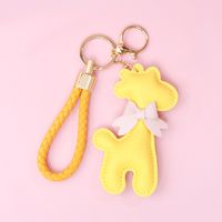 Cartoon Style Giraffe Pu Leather Women's Keychain sku image 5