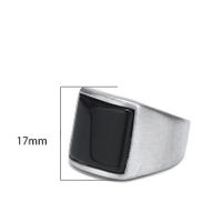 Nordic Style Hip-Hop Punk Square Titanium Steel Inlay Gem 18K Gold Plated Men's Rings main image 2