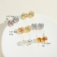 1 Pair Vintage Style Round Inlay Copper Zircon 14K Gold Plated Ear Studs main image 2