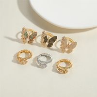 Wholesale Vintage Style Butterfly Copper Inlay Zircon Open Rings main image 5