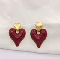1 Pair Vintage Style Heart Shape Plating Brass Drop Earrings sku image 3