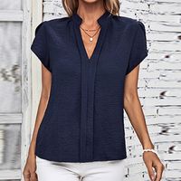 Women's Blouse Short Sleeve Blouses Casual Elegant Simple Style Solid Color main image 3