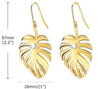 1 Pair Vintage Style Leaves Plating Brass Gold Plated Drop Earrings main image 2