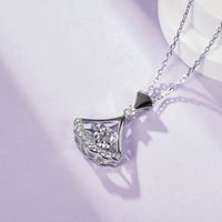 Sterling Silver Simple Style Geometric Solid Color GRA Plating Inlay Moissanite Pendant Necklace main image 4