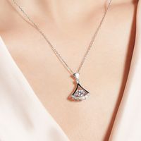 Sterling Silver Simple Style Geometric Solid Color GRA Plating Inlay Moissanite Pendant Necklace main image 7
