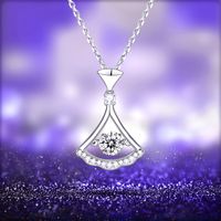 Sterling Silver Simple Style Geometric Solid Color GRA Plating Inlay Moissanite Pendant Necklace main image 1