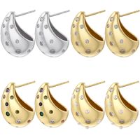 1 Pair Classic Style Water Droplets Pea Plating Hollow Out Inlay Copper Artificial Pearls Copper Zircon Ear Studs main image 1