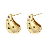 1 Pair Classic Style Water Droplets Pea Plating Hollow Out Inlay Copper Artificial Pearls Copper Zircon Ear Studs main image 3