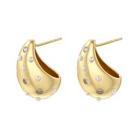 1 Pair Classic Style Water Droplets Pea Plating Hollow Out Inlay Copper Artificial Pearls Copper Zircon Ear Studs main image 5