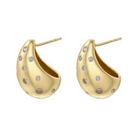 1 Pair Classic Style Water Droplets Pea Plating Hollow Out Inlay Copper Artificial Pearls Copper Zircon Ear Studs main image 6
