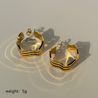 Style Vintage Vacances Style Classique Vagues Acier Inoxydable Placage Plaqué Or 18k Des Boucles D'oreilles sku image 2