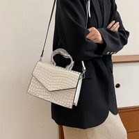 Women's Pu Leather Crocodile Vintage Style Sewing Thread Square Flip Cover Shoulder Bag main image 4