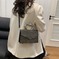 Women's Pu Leather Crocodile Vintage Style Sewing Thread Square Flip Cover Shoulder Bag main image 9