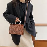 Women's Pu Leather Crocodile Vintage Style Sewing Thread Square Flip Cover Shoulder Bag main image 7