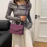 Women's Pu Leather Crocodile Vintage Style Sewing Thread Square Flip Cover Shoulder Bag sku image 6