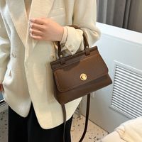 Women's Pu Leather Solid Color Vintage Style Classic Style Sewing Thread Flip Cover Handbag sku image 3